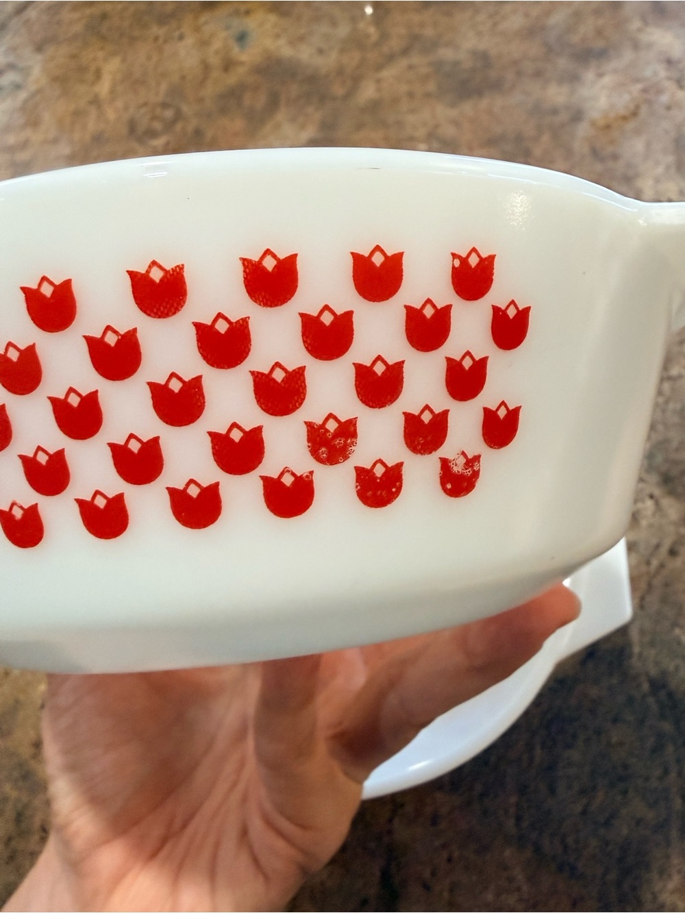 PYREX Vintage JAJ England Rare “Red Tulips” Casserole Dish Set 1970s - Picture 4 of 14